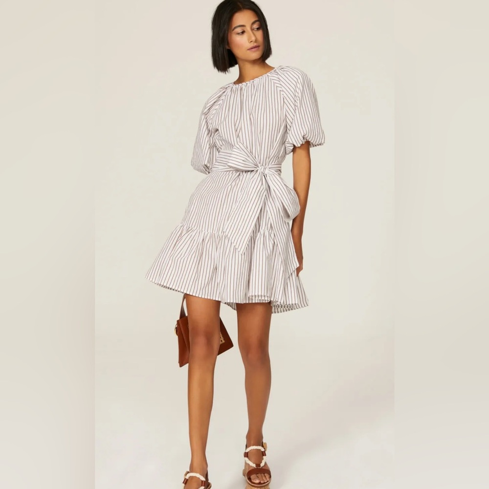 MINKPINK White and Black Striped Mini Dress